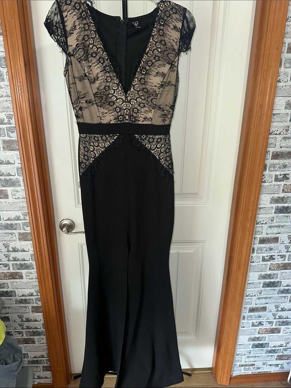 Windsor Black and Nude Lace Maxi Dress size S